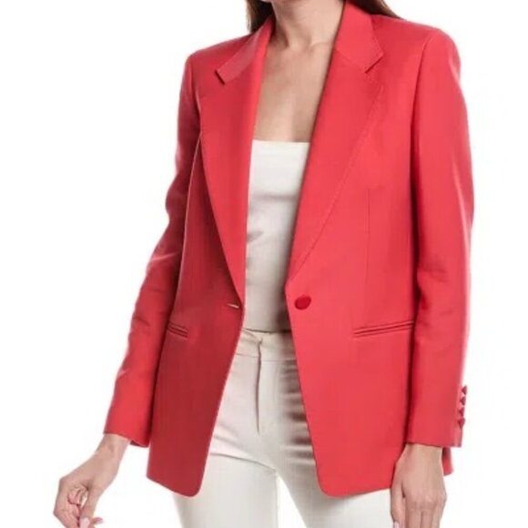 NWT Lafayette 148 New York Single Button Drop Wool & Silk-Blend Blazer, Coral, S - Picture 1 of 12